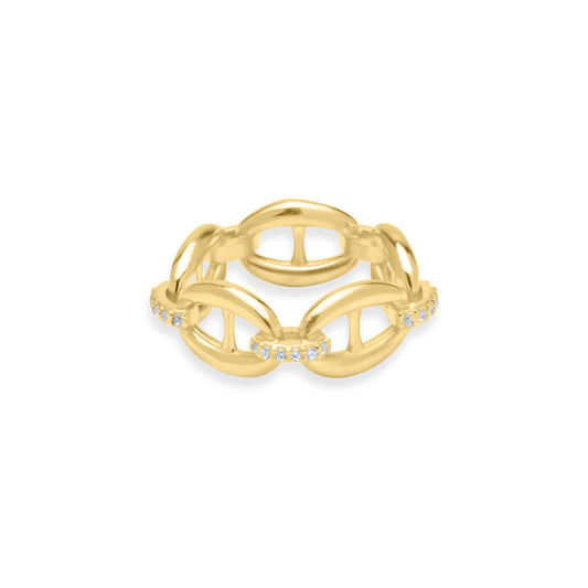 White Chain Bliss Ring - Gold Plated