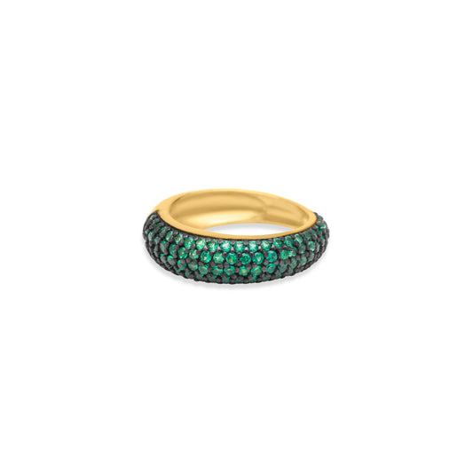 Emerald Half Pave Ring - Gold Plated
