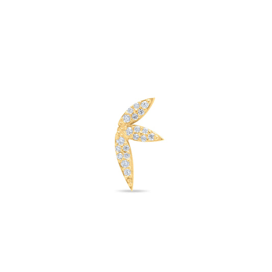 Leaf Stud Single Earring - Gold Plated