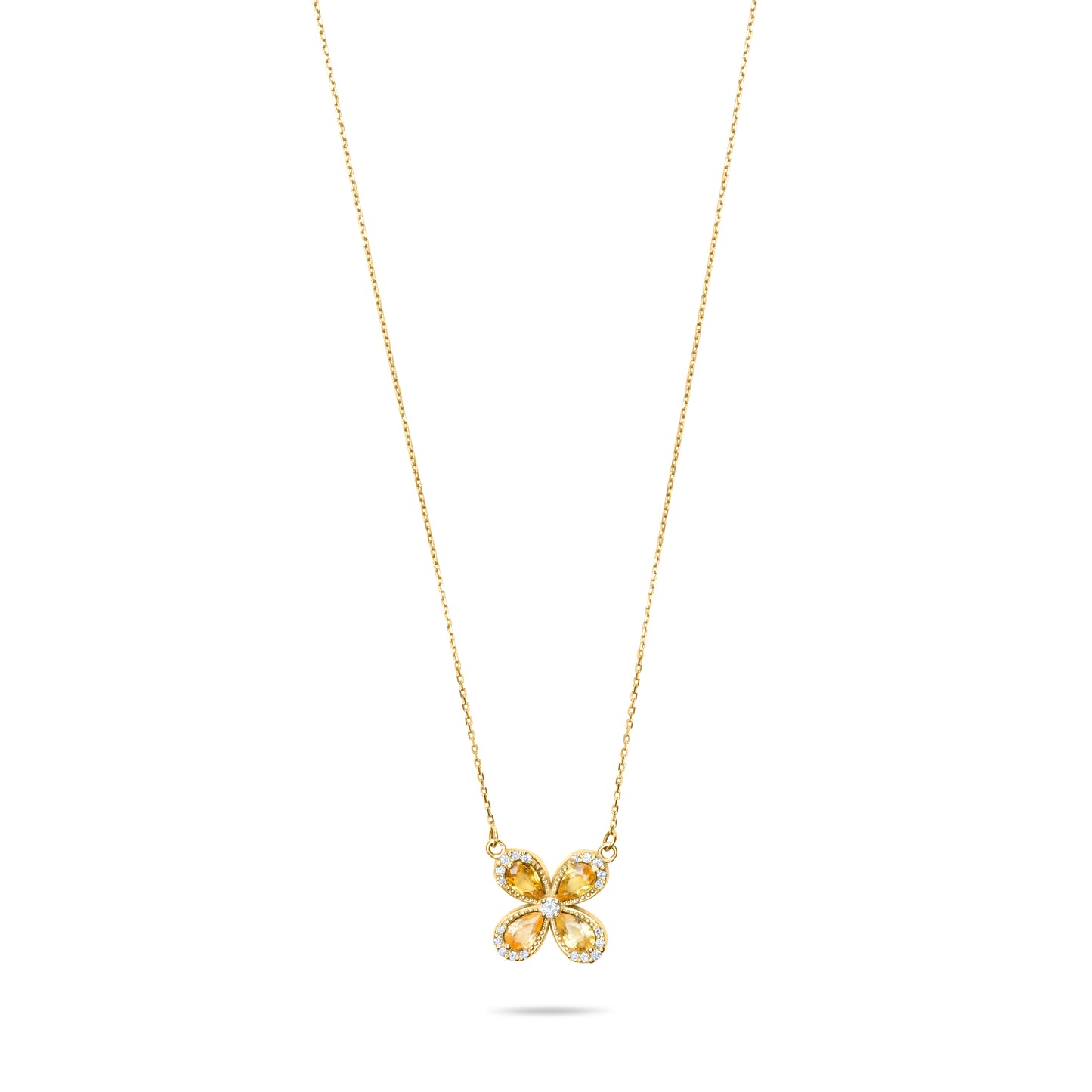 Yellow sapphire Daisy Glow - 14k Yellow Gold Chain Necklace