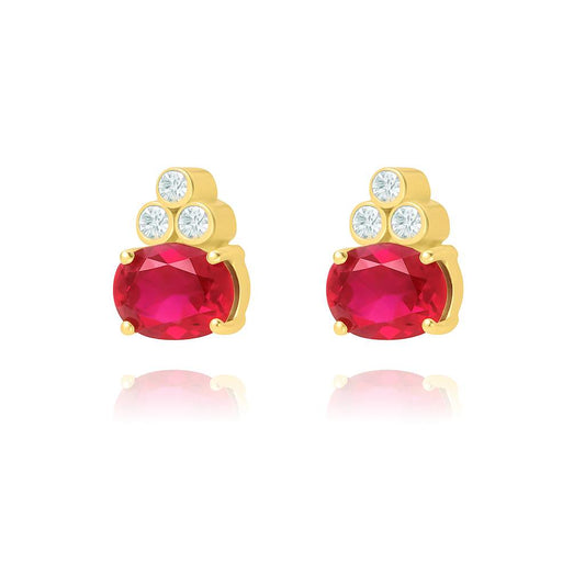 Ruby Moonpath Stud Pair Earrings - Gold Plated
