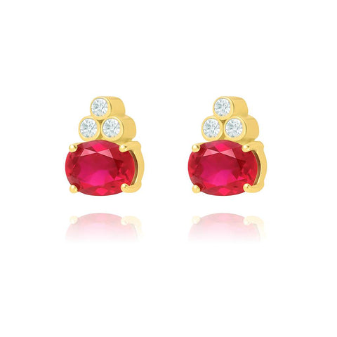 Ruby Moonpath Stud Pair Earrings - Gold Plated