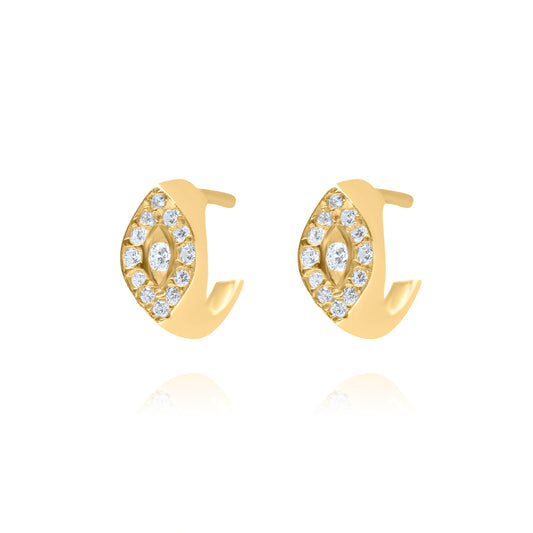 Small Lume Drop Hoop Pair Earrings - Gold Plated