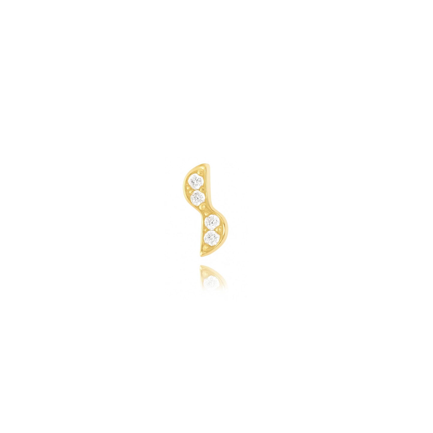 Silken Curve Stud Single Earring - Gold Plated