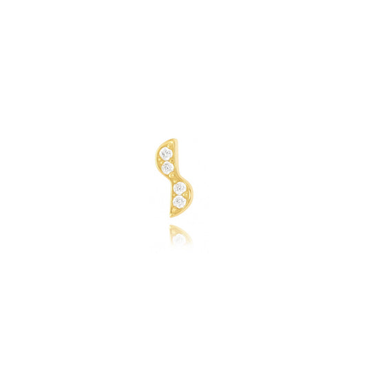 Silken Curve Stud Single Earring - Gold Plated