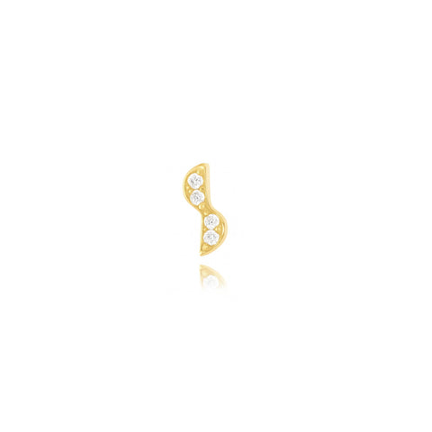 Silken Curve Stud Single Earring - Gold Plated