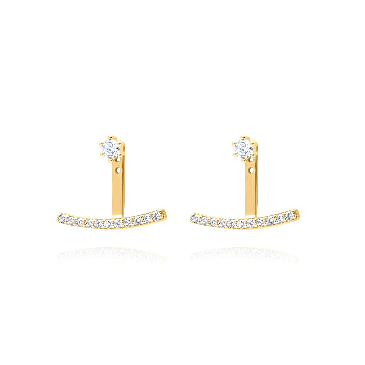 Luxe Line Pair Ear Jacket Earrings - Gold Plated