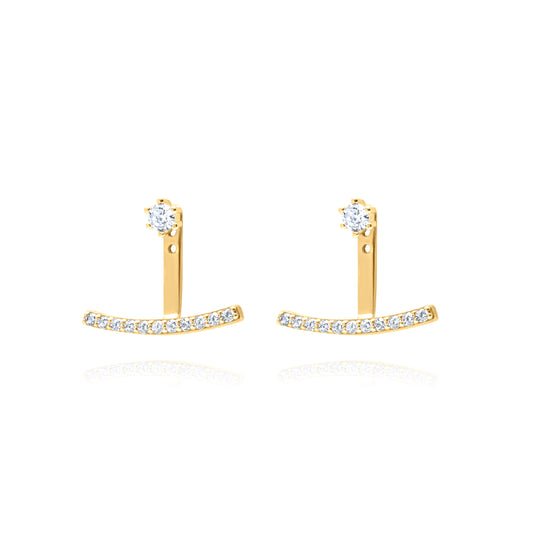 Luxe Line Pair Ear Jacket Earrings - Gold Plated