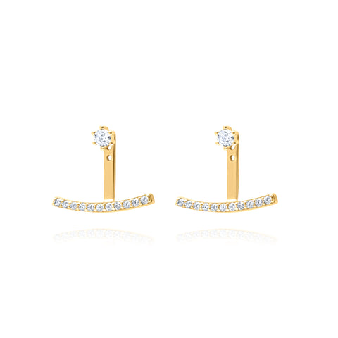 Luxe Line Pair Ear Jacket Earrings - Gold Plated