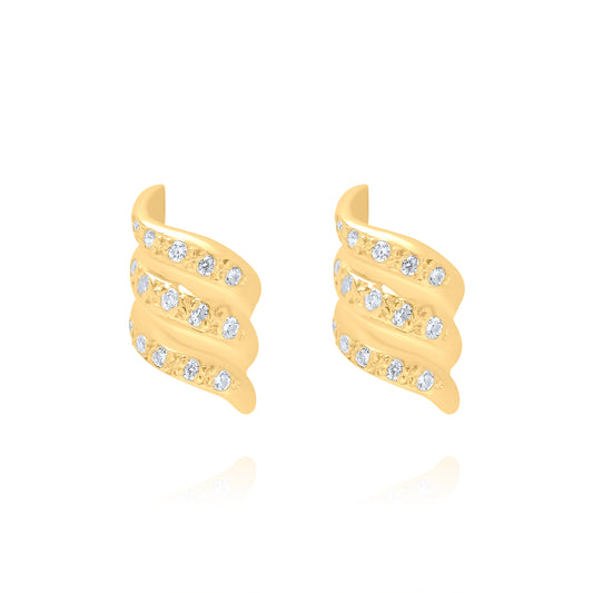 Waveglow Stud Pair Earrings - Gold Plated
