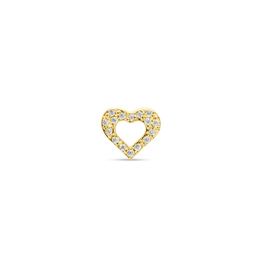 Heart Stud Single Earring - Gold Plated
