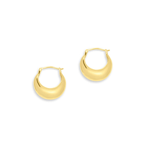 Cresent Huggie Hoop Pair Earrings - Gold Plated