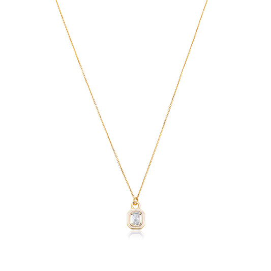 Ivory Emerald Cut  Necklace  - Gold Plated