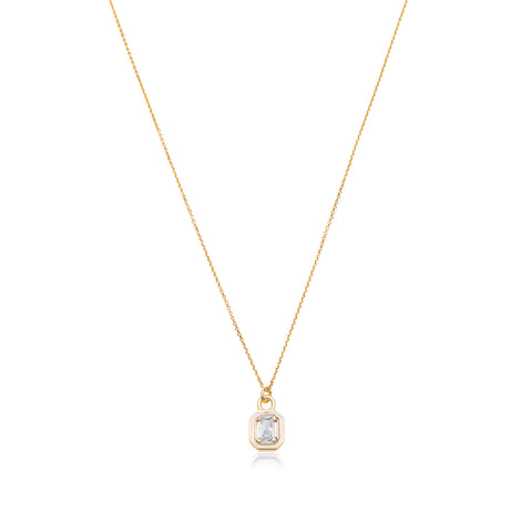 Ivory Emerald Cut  Necklace  - Gold Plated