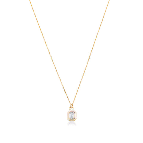 Ivory Emerald Cut  Necklace  - Gold Plated