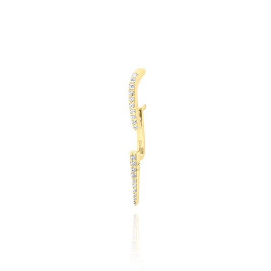 Small Needle Single Ear Jacket Earrings - Gold Plated