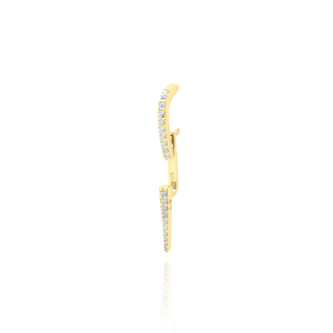 Small Needle Single Ear Jacket Earrings - Gold Plated