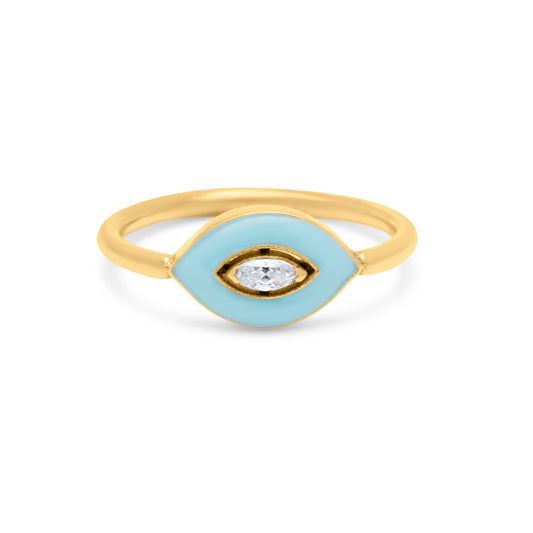 Evil Eye Enamel Ring - Gold Plated