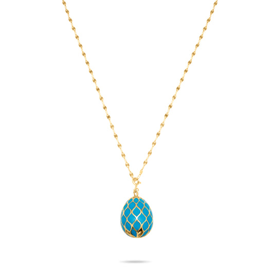 Long Turquoise Egg Necklace - Gold Plated
