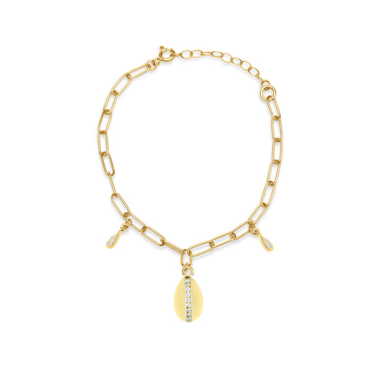 Gold Egg with White Stone - Gold Plated