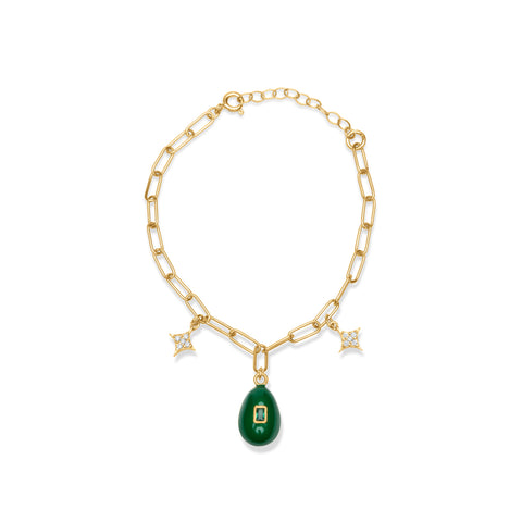 Green Egg with Emerald Stone - Gold Plated
