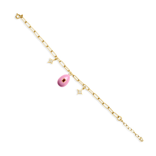 Baby Pink Egg with Ruby Stone - Gold Plated
