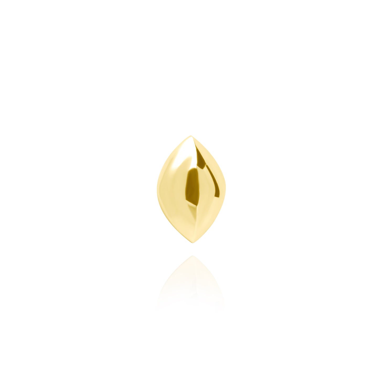 Small Solid Naveta Stud Single Earring  - Gold Plated