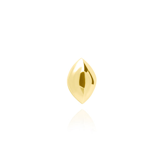 Small Solid Naveta Stud Single Earring  - Gold Plated