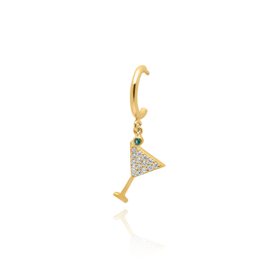 Cocktail Single Hoop Earring - Gold Plated