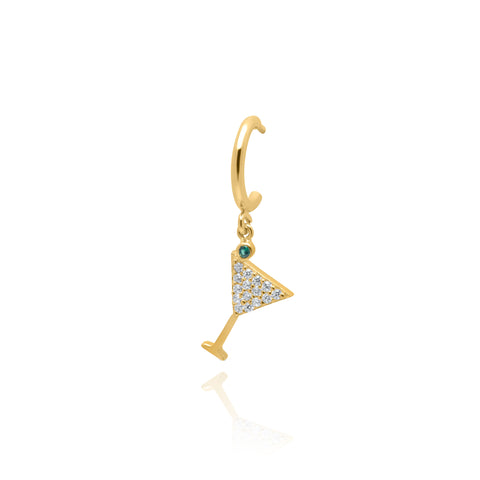 Cocktail Single Hoop Earring - Gold Plated