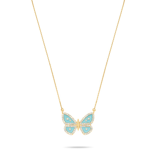 Turquoise Butterfly Necklace - Gold plated