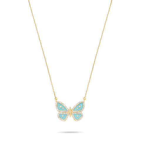 Turquoise Butterfly Necklace - Gold plated