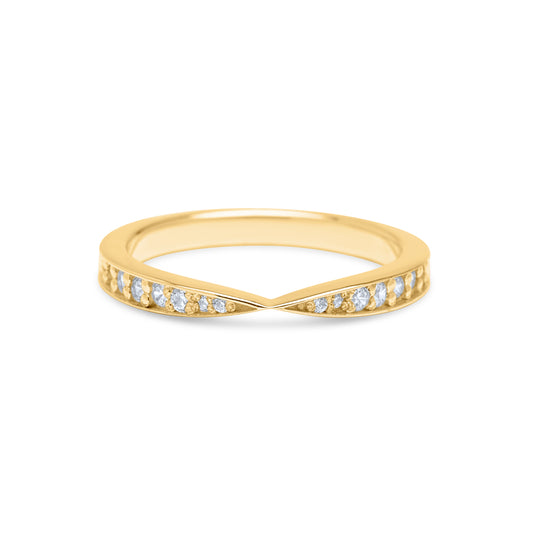 White Needle Half Ring - Gold Plated