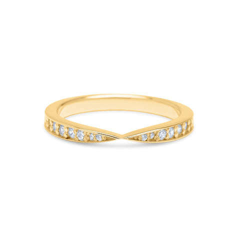White Needle Half Ring - Gold Plated
