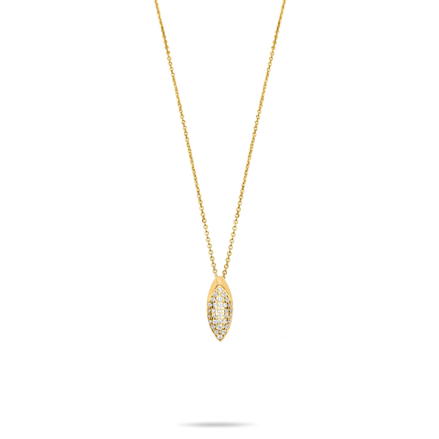 Pave Naveta Necklace  - Gold plated