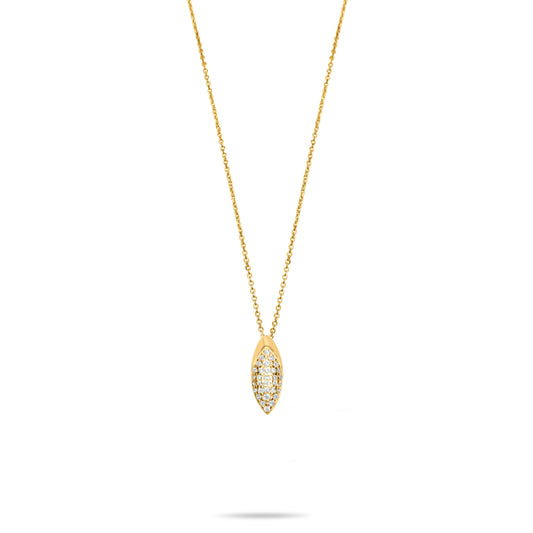 Pave Naveta Necklace  - Gold plated