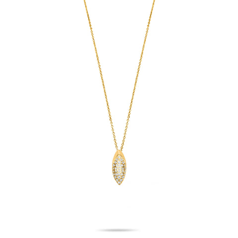 Pave Naveta Necklace  - Gold plated
