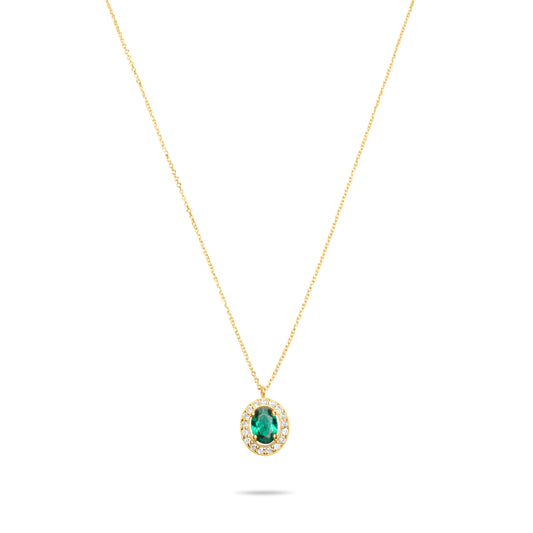 Emerald Oval Necklace - Gold Plated