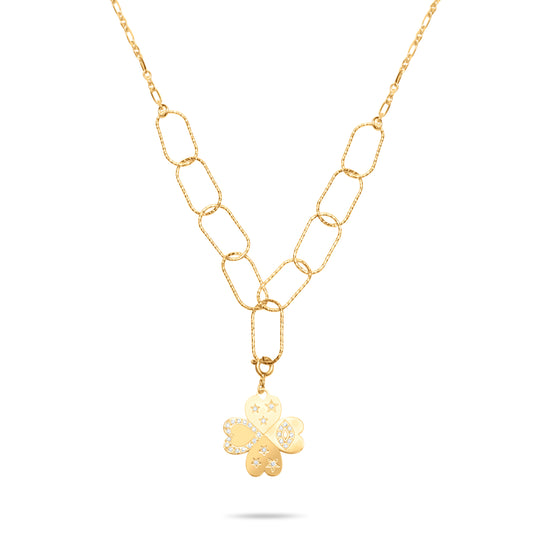 Clover Lariat Necklace - Gold plated