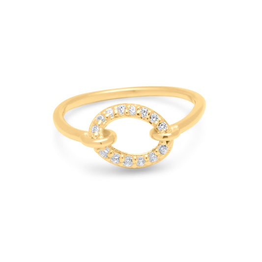 Mini Oval Ring with stones - Gold Plated