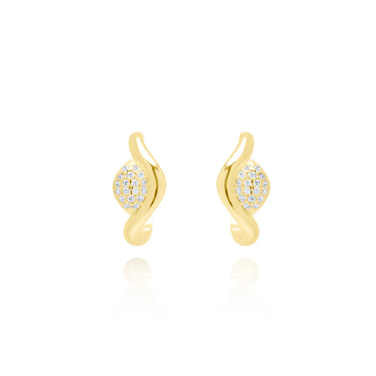 Curvet Pave Pair Earrings - Gold Plated
