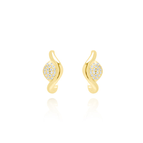 Curvet Pave Pair Earrings - Gold Plated