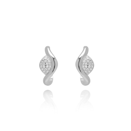 Curvet Pave Pair Earrings - Silver Rhodium Plated