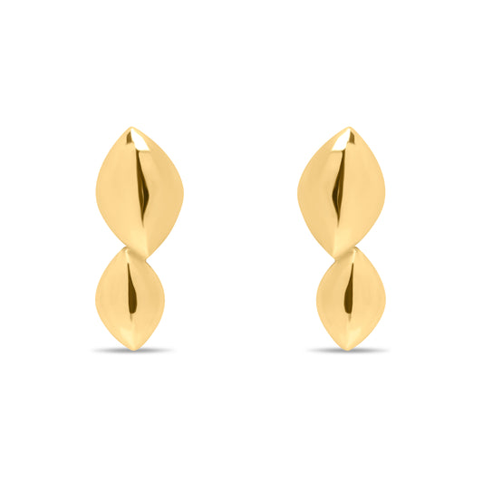 Double Solid Navetes Pair Earrings - Gold Plated