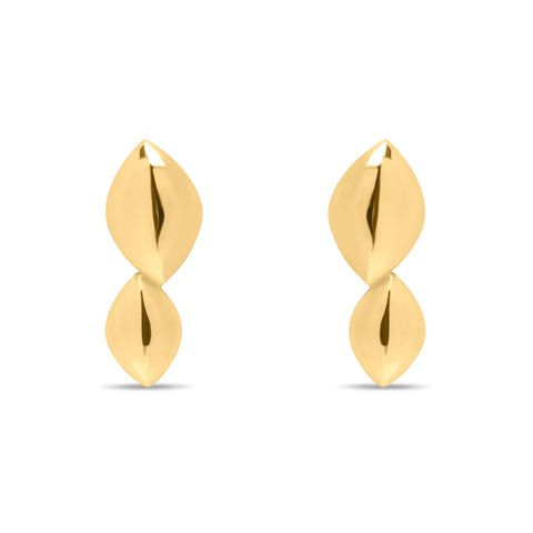 Double Solid Navetes Pair Earrings - Gold Plated