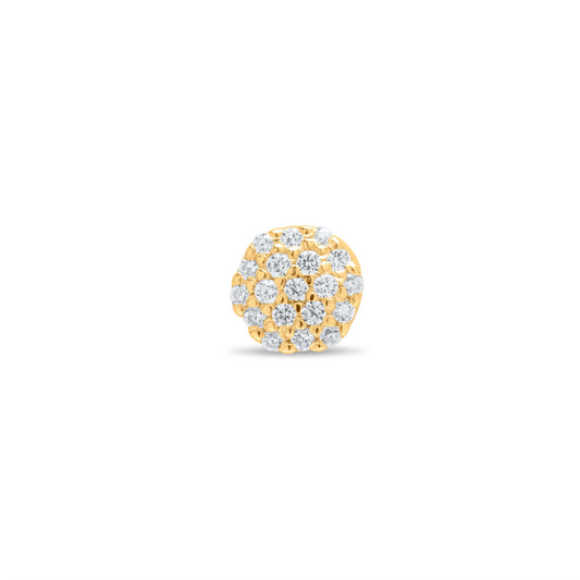 Pave Circle Stud Single Earring - Gold Plated