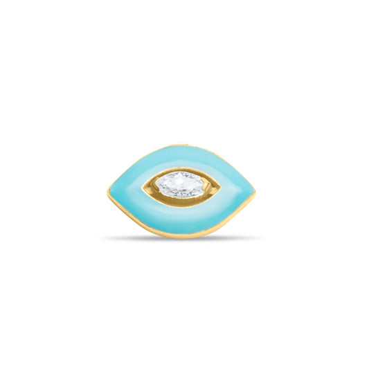 Turquoise Eyes Stud Single Earring - Gold Plated