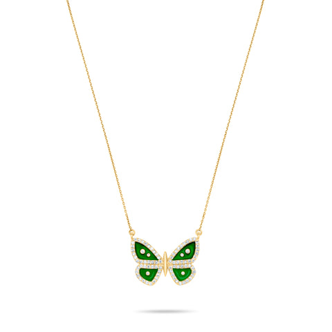 Emerald Butterfly Necklace - Gold plated