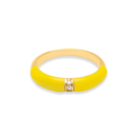 Lime Thin Ring - Gold Plated
