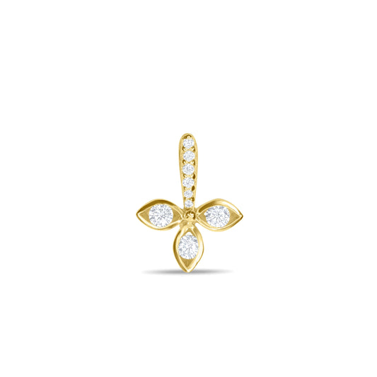 Upside Down Cross Stud Single Earring - Gold Plated